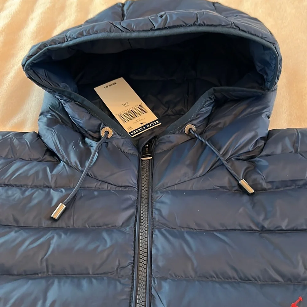 Polo Ralph Lauren Men’s Hooded Puffer Navy Blue Jacket Size L - Picture 5 of 16